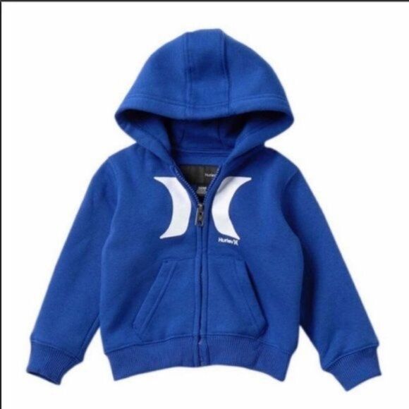 HURLEY‎ NIKE ICONIC FLEECE ZIP HOODIE JACKET, FULL ZIP, Blue, 12 Months, NWT - Picture 1 of 11